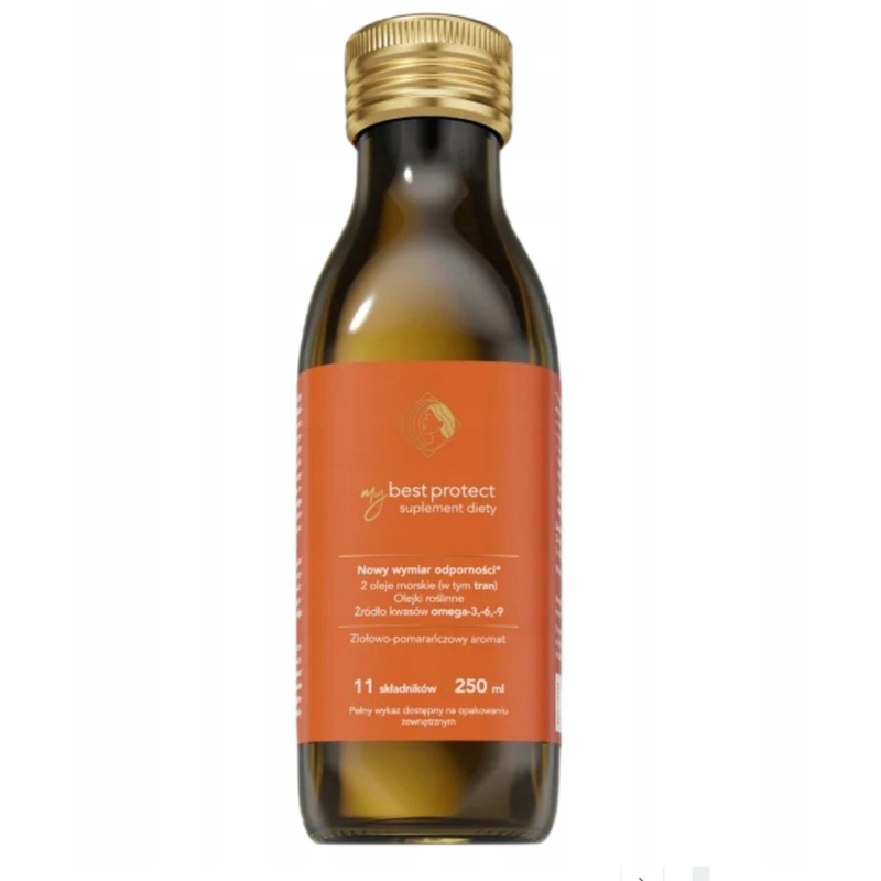 MyBest Protect tran Omega-3 D3 Odporność smak pomarańcza 250ml